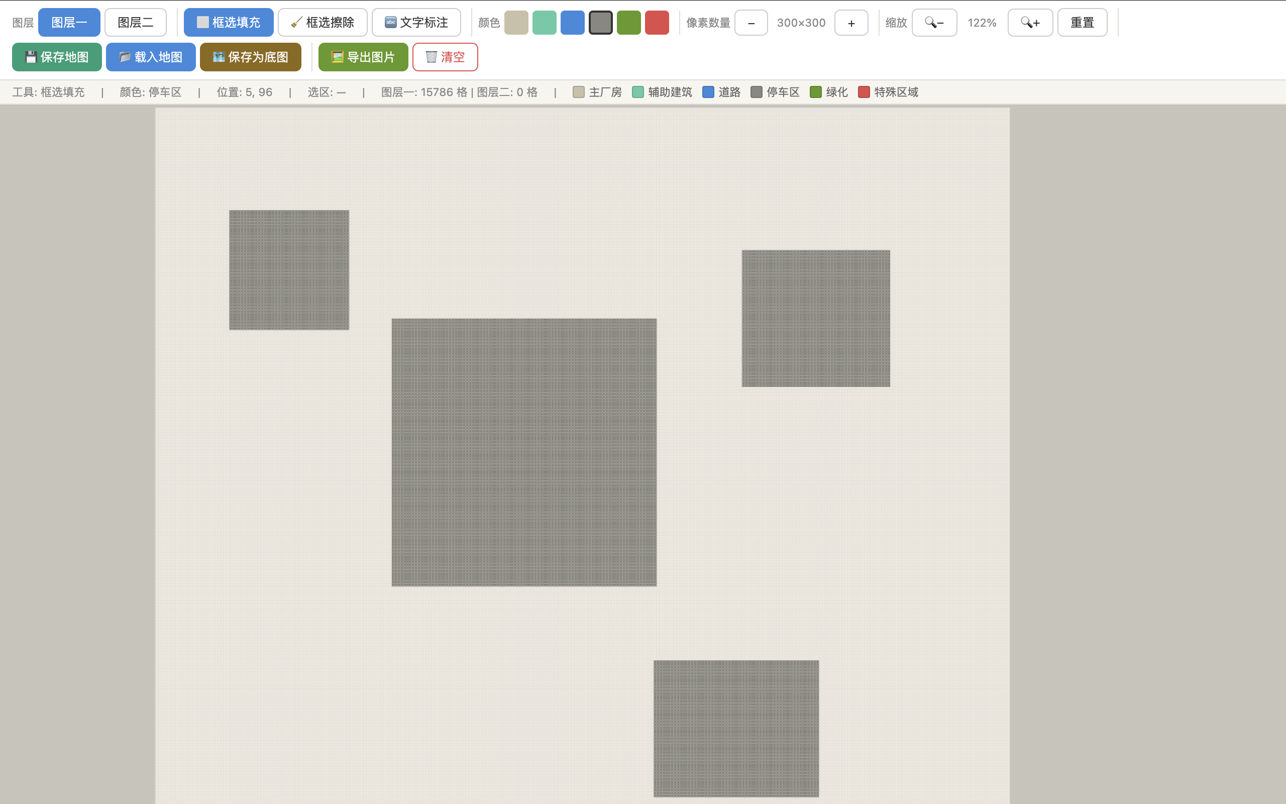 Drawing a yard basemap by painting zones onto a blank grid