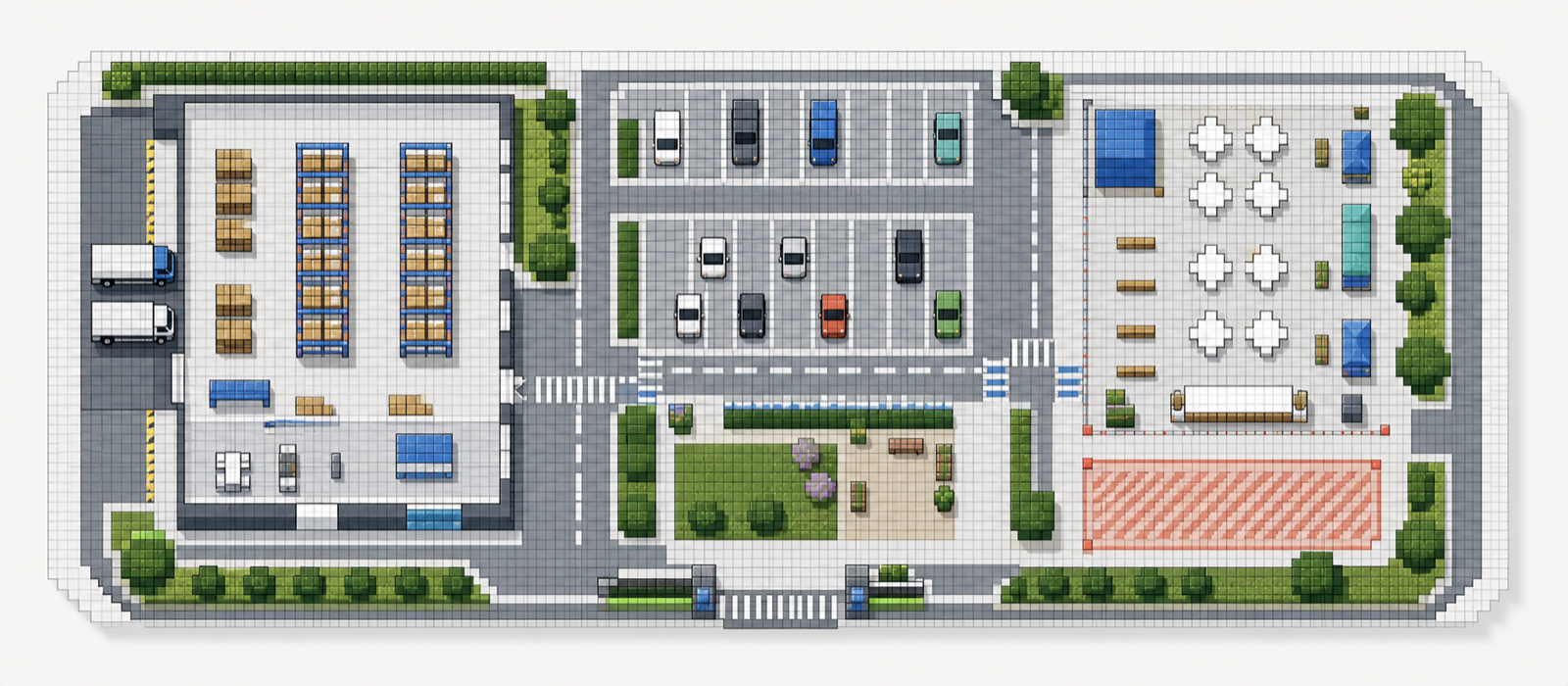 Pixel-grid facility plan